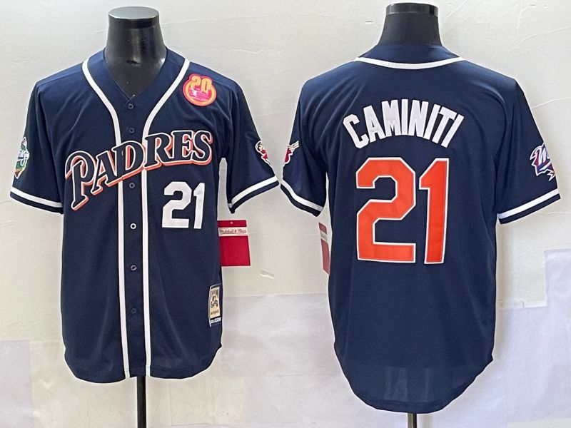 Men 2025 San Diego Padres #21 Caminiti Blue Throwback Game Nike MLB Jersey style 61